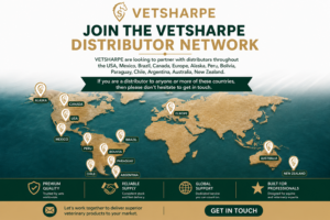 Become an Official VETSHARPE Distributor VETSHARPE is expanding its international distribution network and is actively seeking experienced veterinary, equine, agricultural, and animal health distributors to represent our premium range of veterinary consumables across key global markets.
