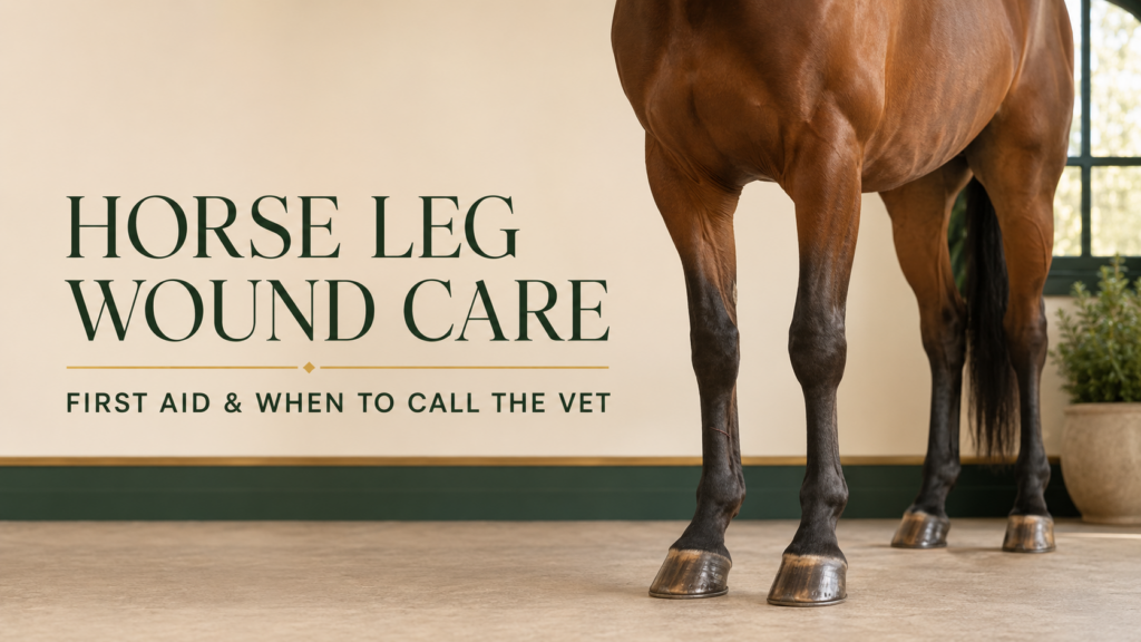 Learn what to do when your horse suffers a leg wound, including immediate first aid, warning signs that require veterinary attention, safe wound cleaning, infection risks, proud flesh and professionally advised bandaging.