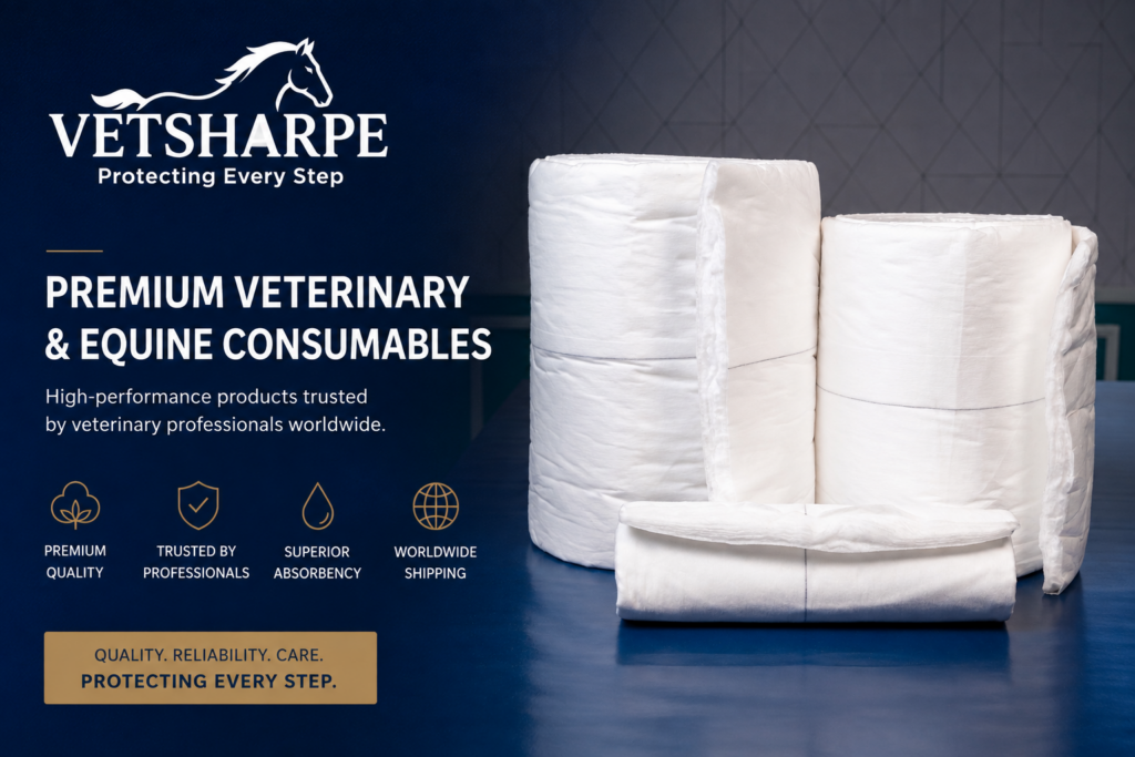 Discover VETSHARPE’s premium veterinary and equine consumables, including cotton leg wraps, hoof poultice pads and veterinary poultice pads. Designed for professional care, with wholesale, distribution and private-label opportunities available.
